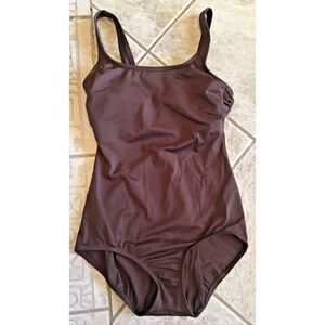 LANDS END one piece Womens Brown Swimming Suit sz 6L Bathing Suit
